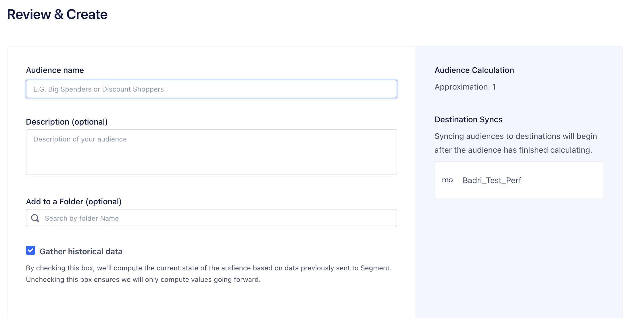 Review and Create page.