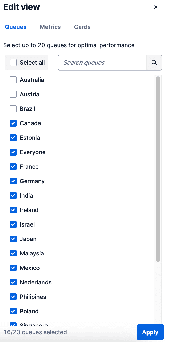 Filter for queues.