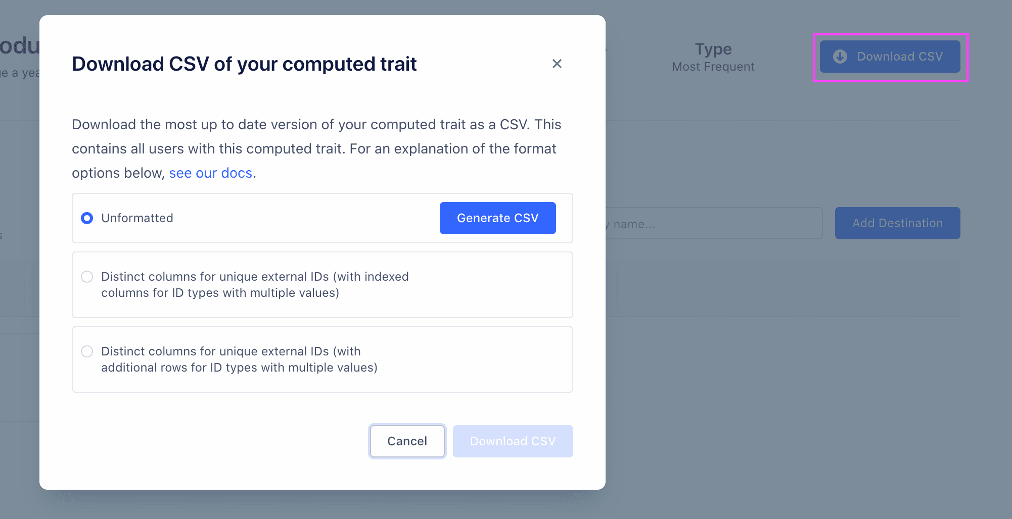 An example of a large CSV download.